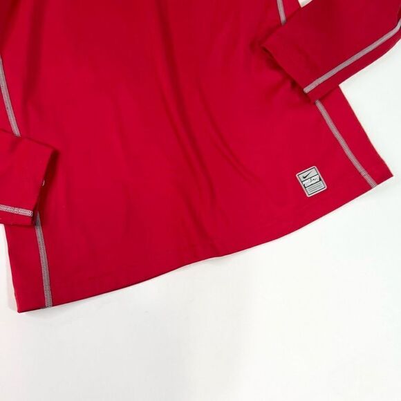 Nike Pro Combat Dri-Fit Shirt Mens Medium Red Fitted Hyperwarm Long Sleeve - Picture 2 of 11